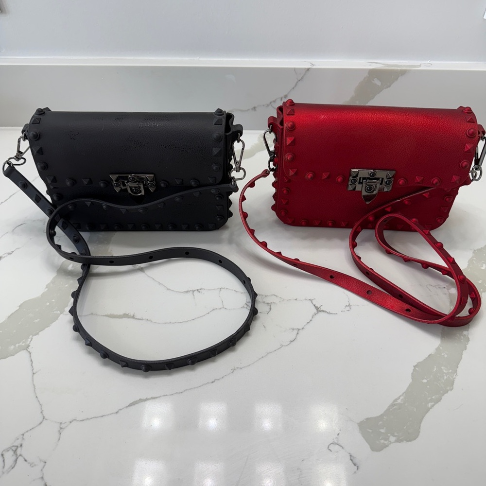 Stylish Black and Red Studded Women's Bags